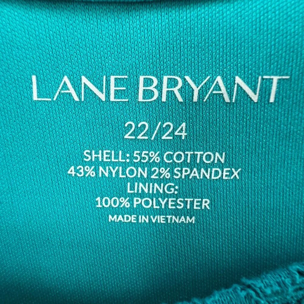 Lane‎ Bryant Tank Top Womens Plus 22-24 Teal Green Floral Lace Feminine Layering - Picture 8 of 8